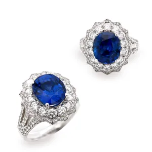 Luxurious Cornflower Sapphire Diamond Ring