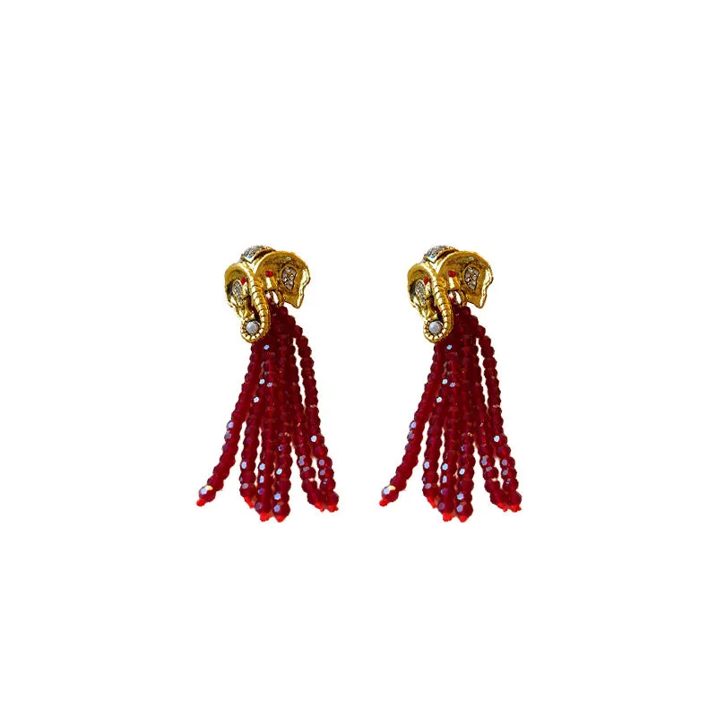 Luxurious Elephant Chinese Zodiac Animal Alloy Electroplating Earrings