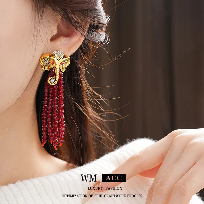 Luxurious Elephant Chinese Zodiac Animal Alloy Electroplating Earrings