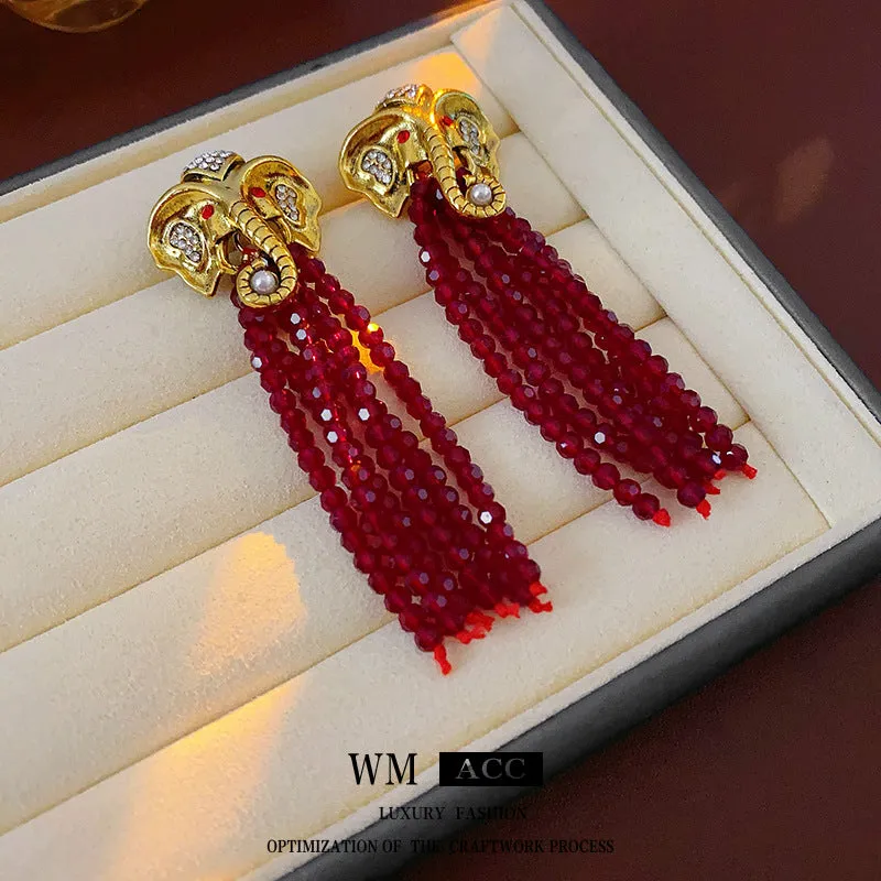 Luxurious Elephant Chinese Zodiac Animal Alloy Electroplating Earrings