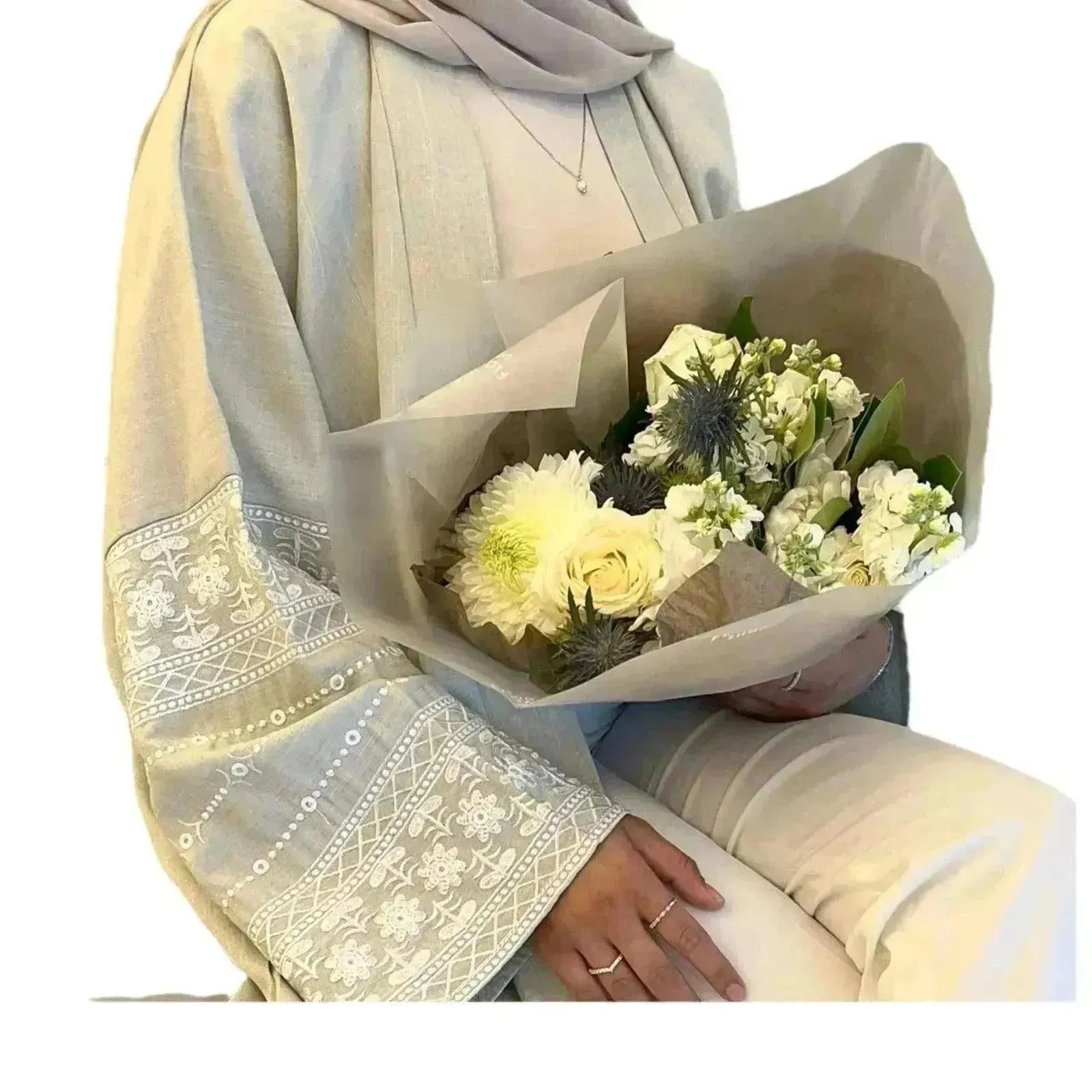 Luxurious Embroidered Cardigan Robe for middle east