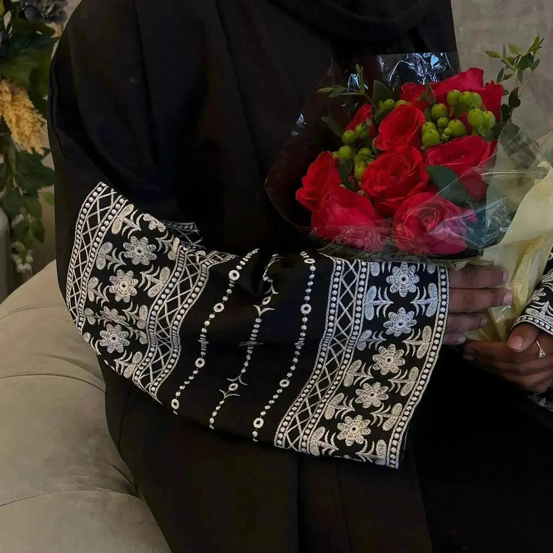 Luxurious Embroidered Cardigan Robe for middle east