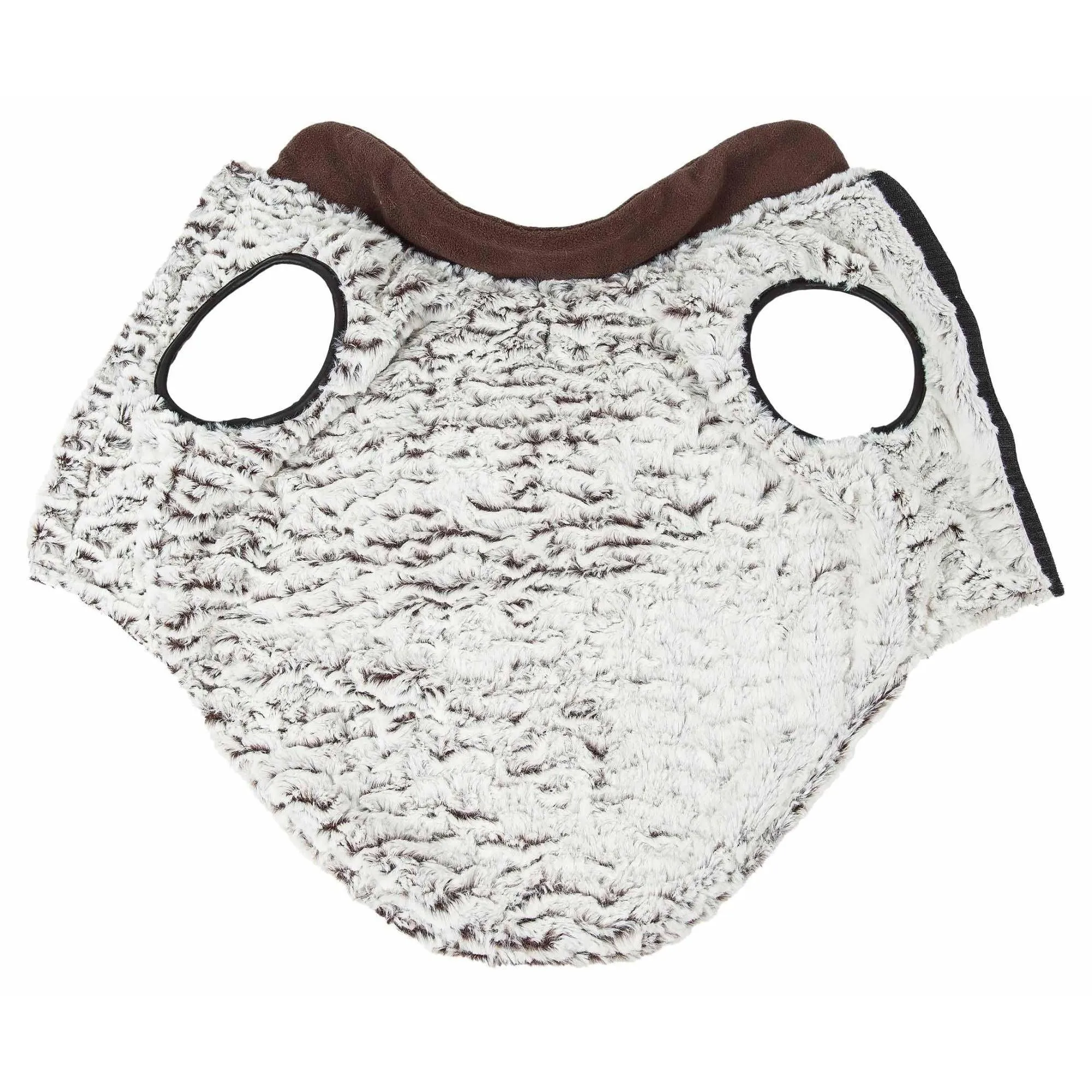 Luxurious faux-fur dog coat with ruffled pattern