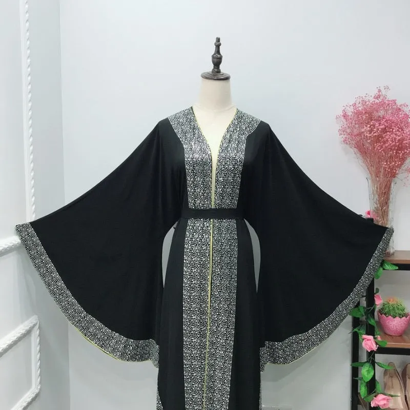 Luxurious Femme Kimono Kaftan Handstudded Robe Dubai Islam Muslim Hijab Dress Abayas Caftan Marocain Qatar Oman Turkey  Clothing