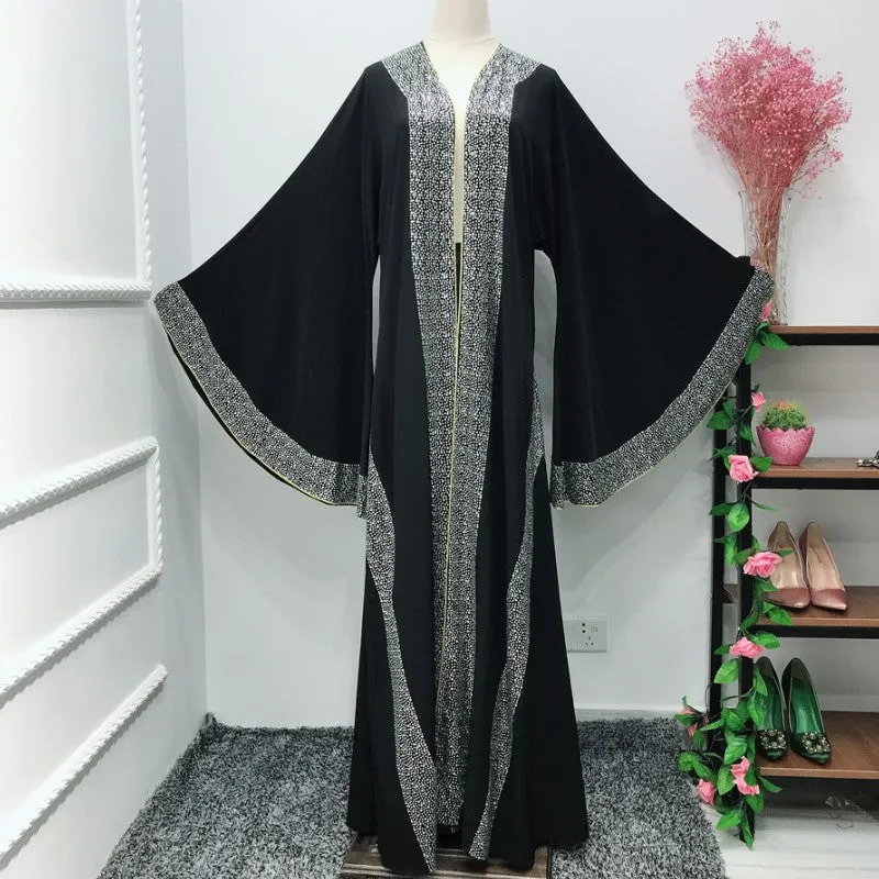 Luxurious Femme Kimono Kaftan Handstudded Robe Dubai Islam Muslim Hijab Dress Abayas Caftan Marocain Qatar Oman Turkey  Clothing