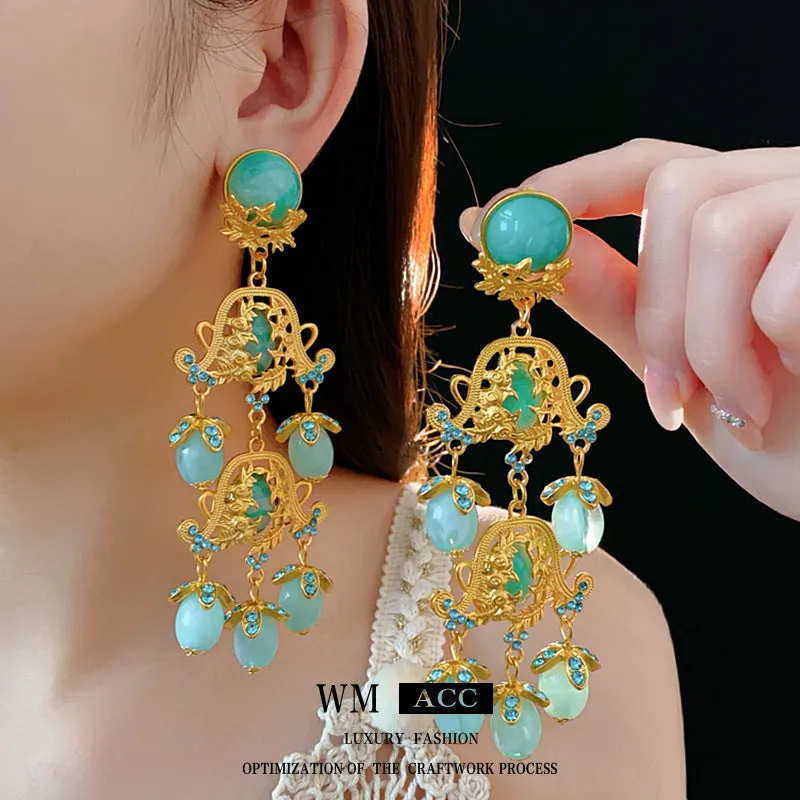 Luxurious Flower Geometric Flower Copper Electroplating Earrings