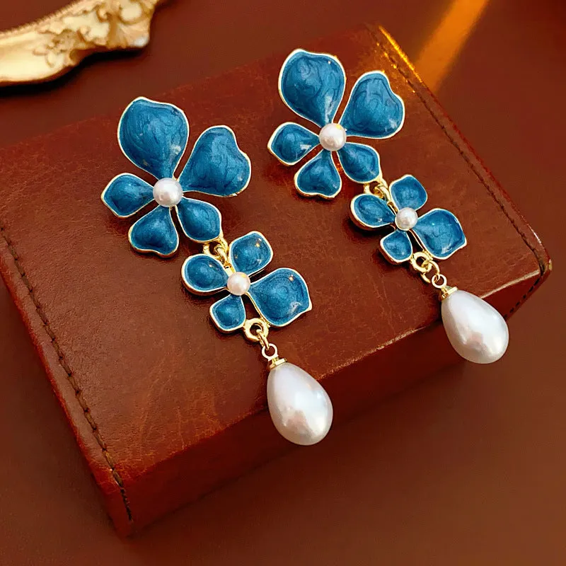 Luxurious Flower Geometric Flower Copper Electroplating Earrings