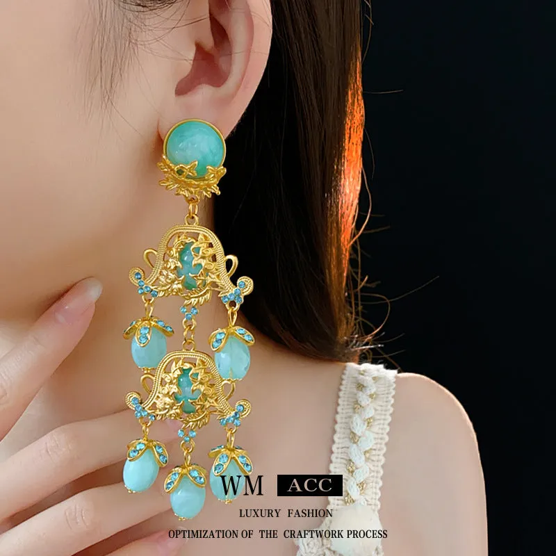 Luxurious Flower Geometric Flower Copper Electroplating Earrings