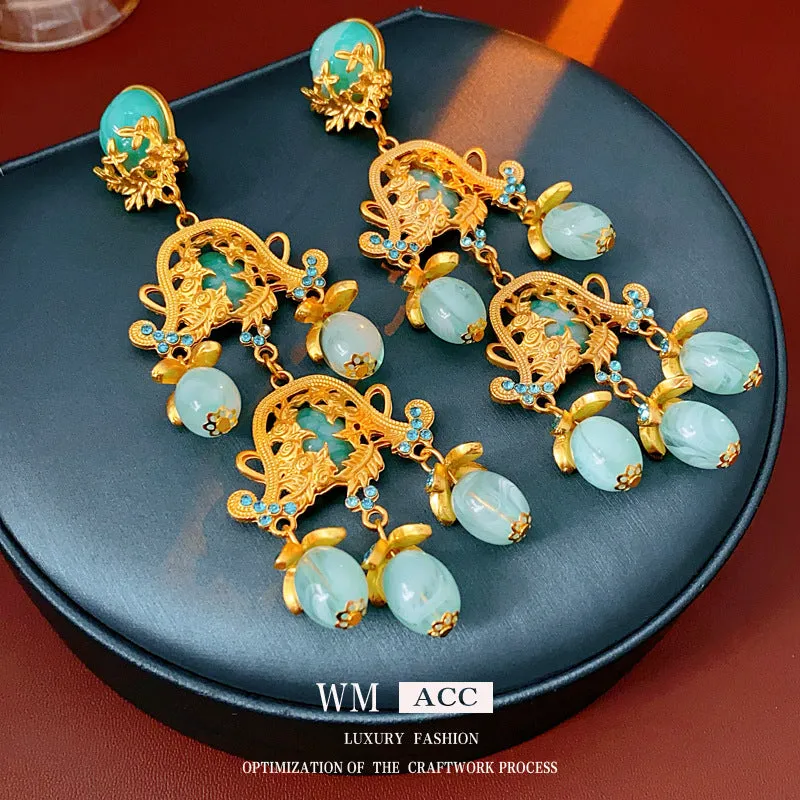 Luxurious Flower Geometric Flower Copper Electroplating Earrings