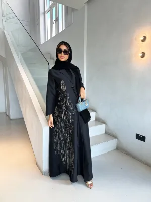 LUXURIOUS FLOWERS BLACK ABAYA #411