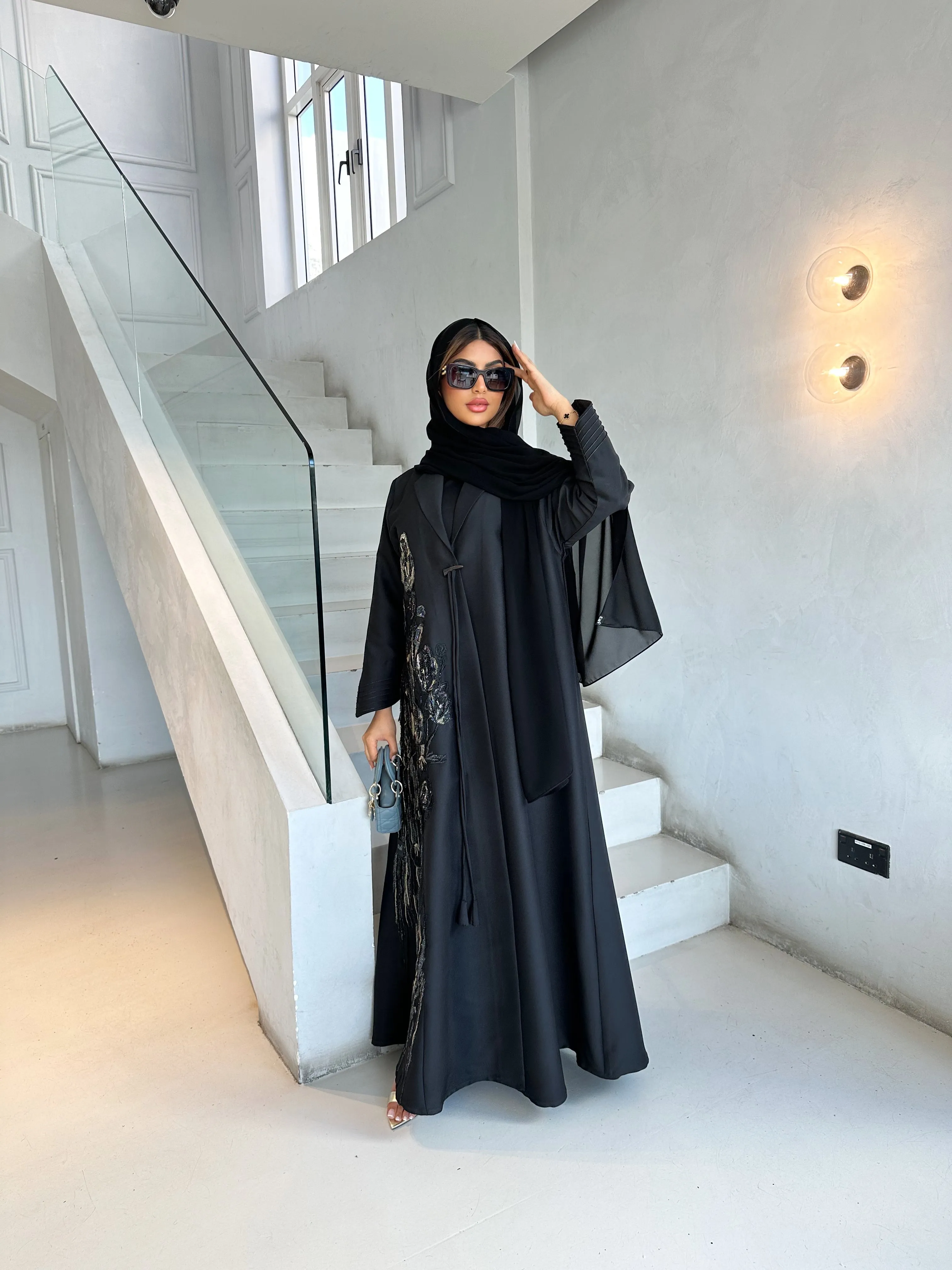 LUXURIOUS FLOWERS BLACK ABAYA #411