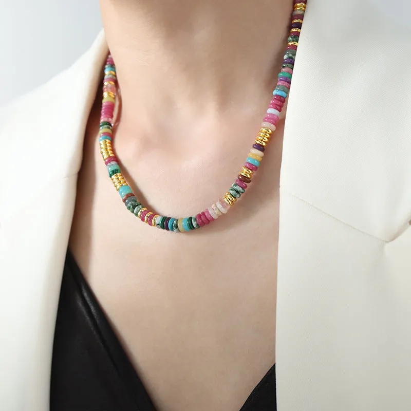 Luxurious Handcrafted Natural Stone Beaded Necklace for Women