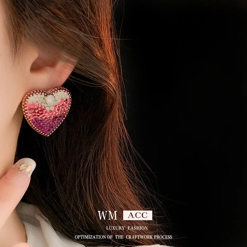 Luxurious Heart Geometric Heart Metal Electroplating Earrings