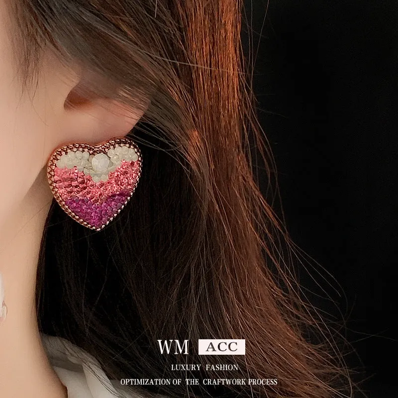 Luxurious Heart Geometric Heart Metal Electroplating Earrings