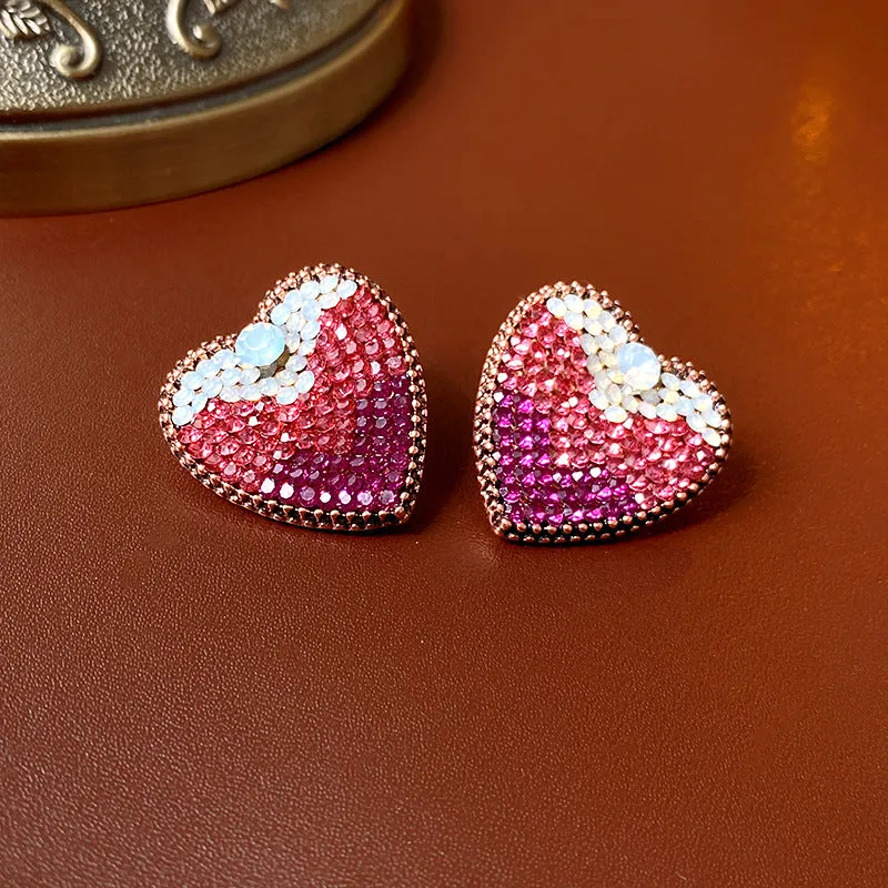 Luxurious Heart Geometric Heart Metal Electroplating Earrings