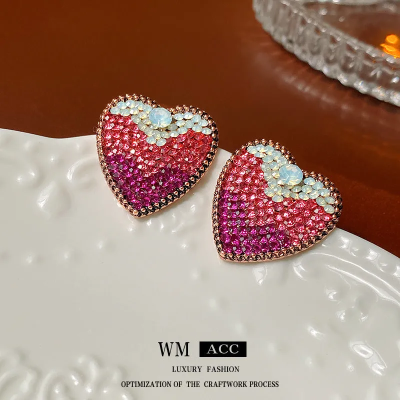 Luxurious Heart Geometric Heart Metal Electroplating Earrings