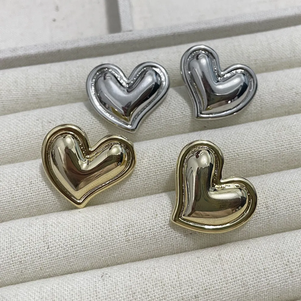 Luxurious Heart Heart Copper Drop Earrings