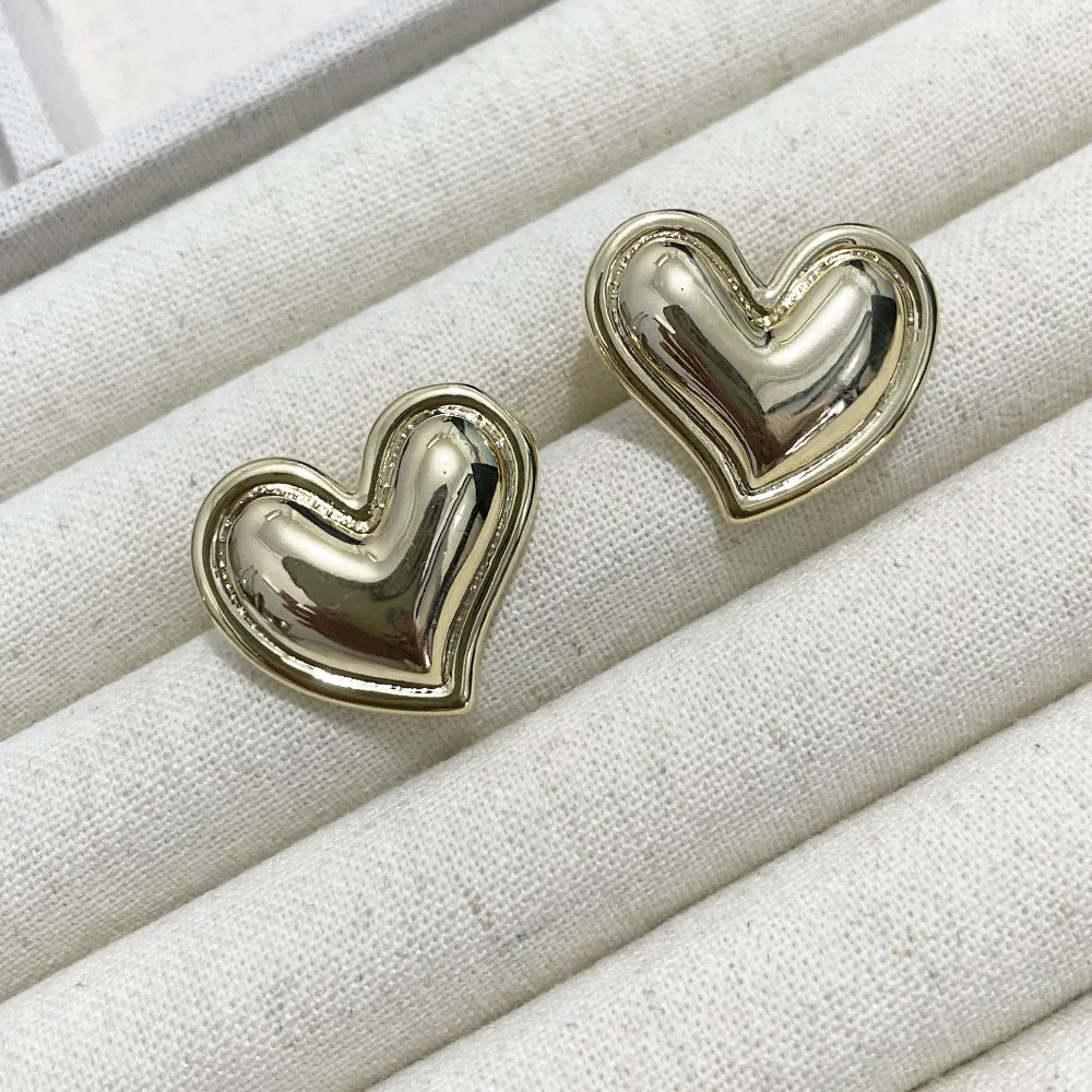 Luxurious Heart Heart Copper Drop Earrings