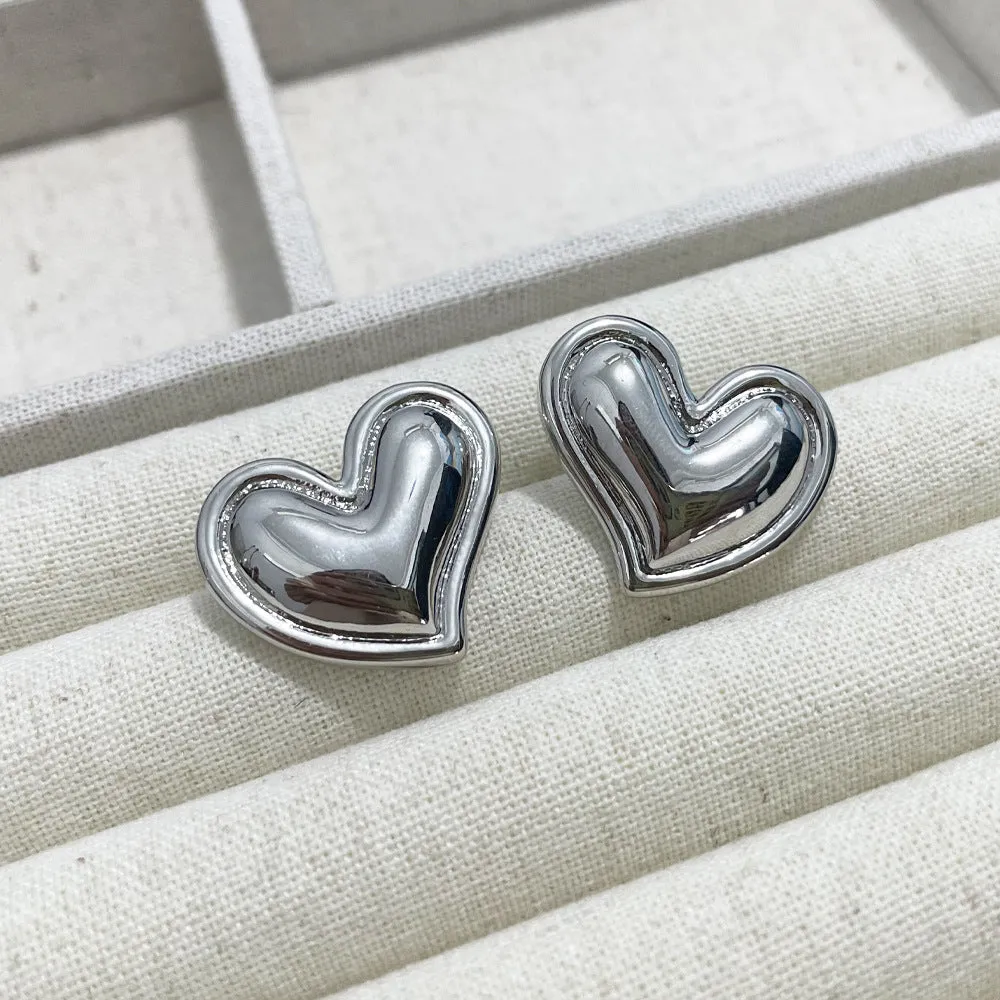 Luxurious Heart Heart Copper Drop Earrings