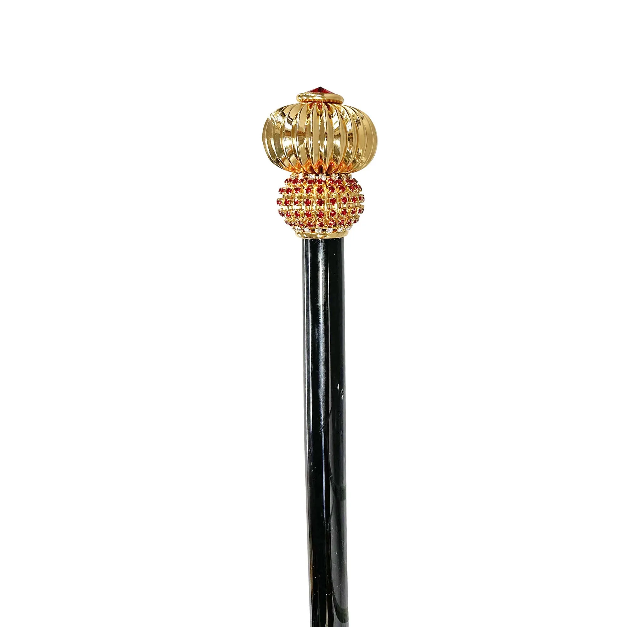 Luxurious Jeweled Walking Stick with Red Crystals