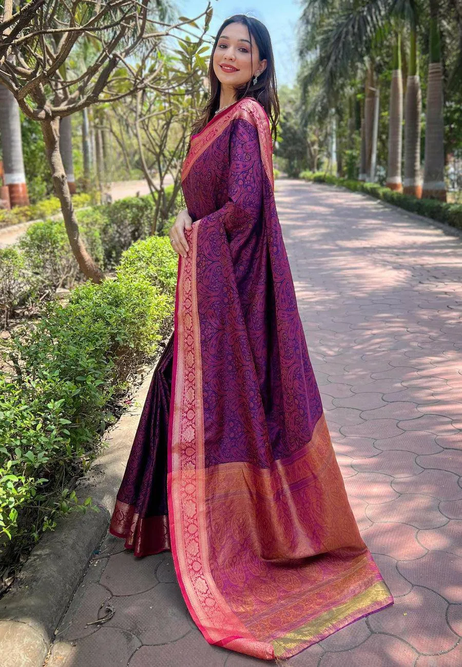 Luxurious Kashmiri Silk Saree with Intricate Weaves