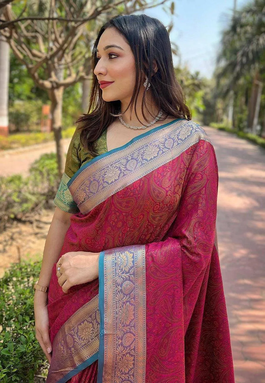Luxurious Kashmiri Silk Saree with Intricate Weaves