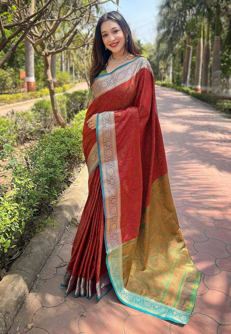 Luxurious Kashmiri Silk Saree with Intricate Weaves