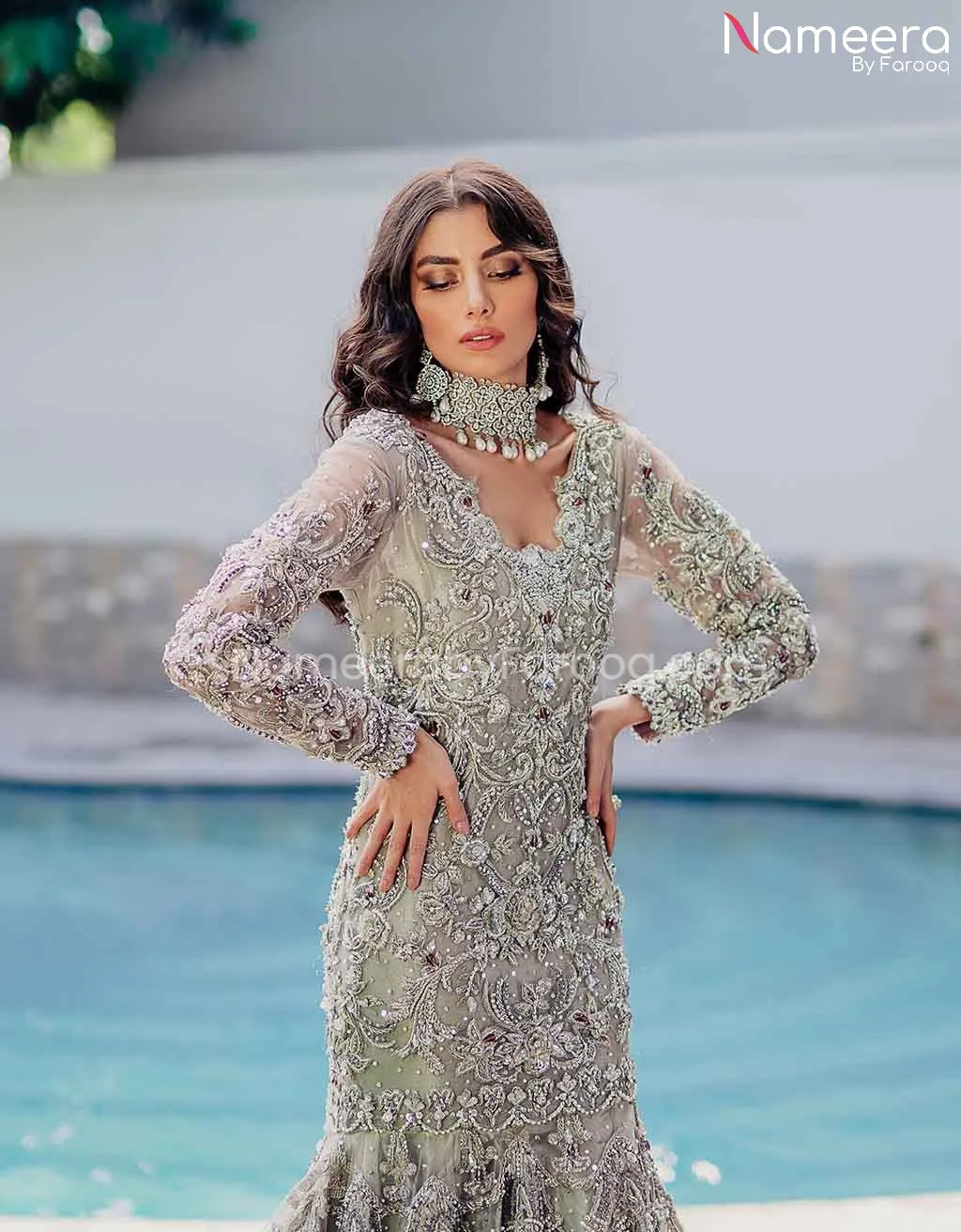 Luxurious Pakistani Fishtail Dress for Bride #BS597