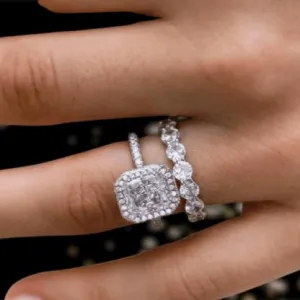 Luxurious Princess Cut Simulated Diamond Wedding Set