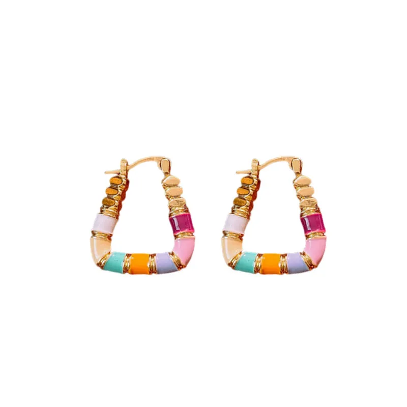 Luxurious Quadrilateral Triangle Geometric Alloy Oil Dripping Earrings