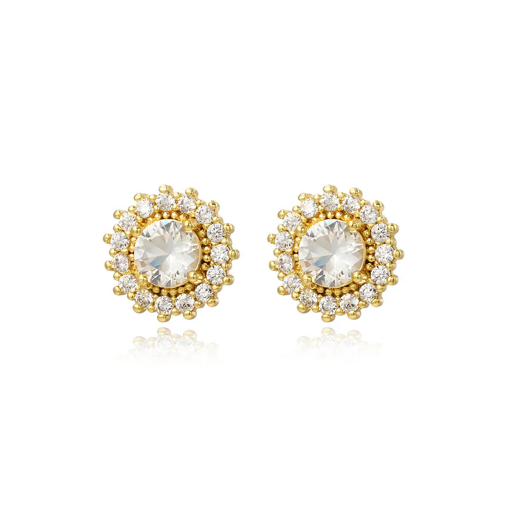 Luxurious Round Geometric Copper Zircon Inlay Earrings