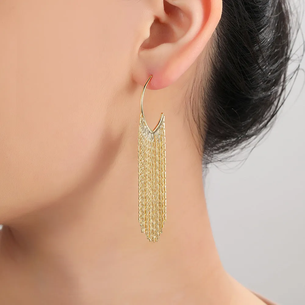 Luxurious Tassel Copper Electroplating Stud Earrings
