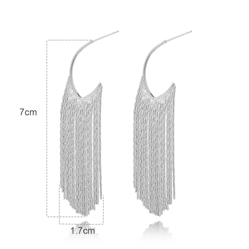 Luxurious Tassel Copper Electroplating Stud Earrings
