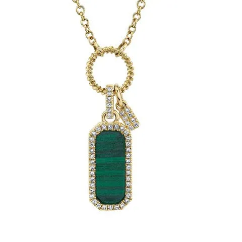 Malachite Dog Tag Necklace
