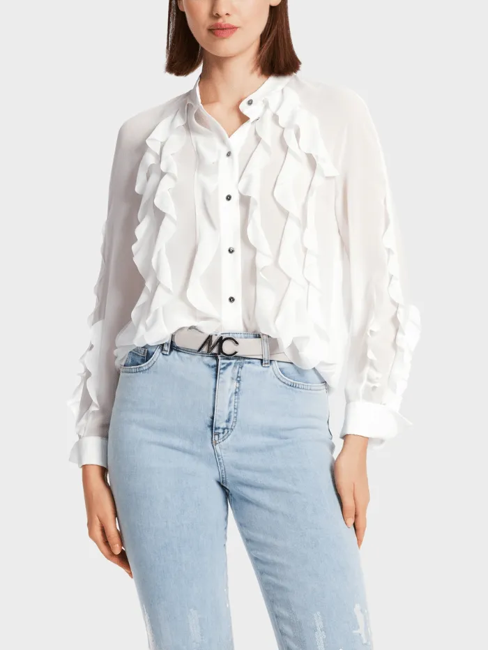 Marc Cain Collections Off White Blouse With Flounces WC 51.27 W44 COL 110