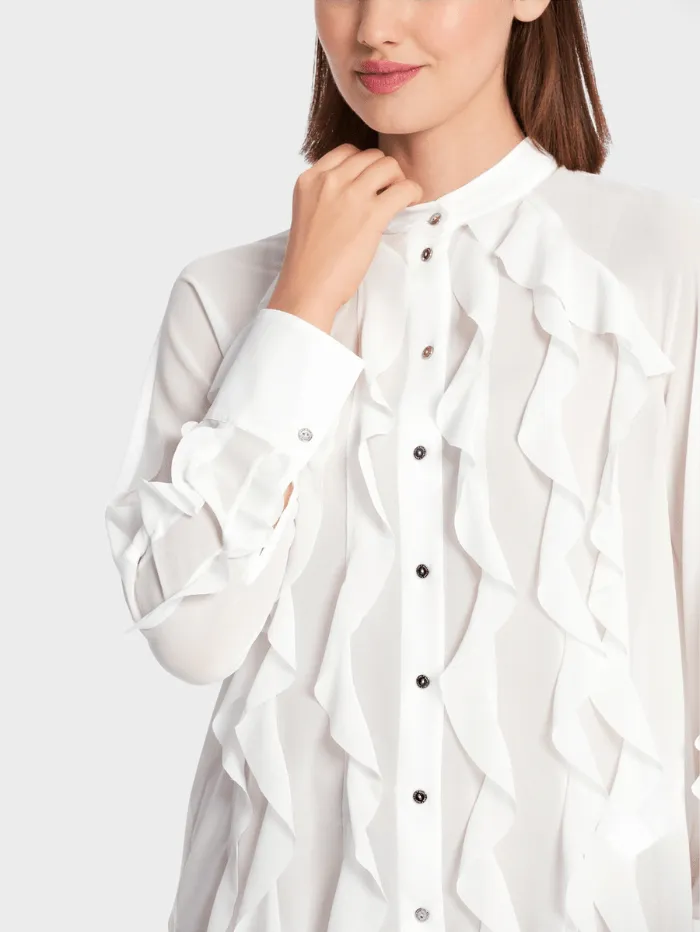 Marc Cain Collections Off White Blouse With Flounces WC 51.27 W44 COL 110