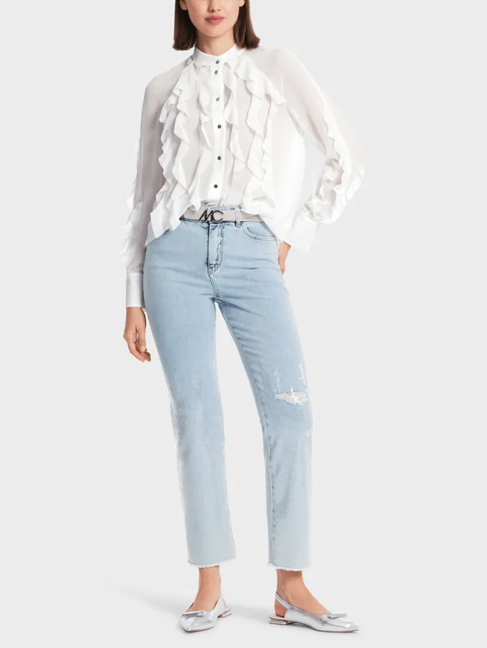 Marc Cain Collections Off White Blouse With Flounces WC 51.27 W44 COL 110