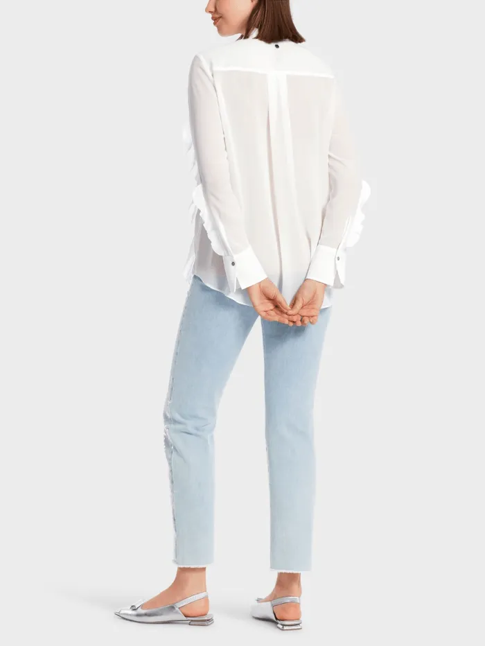 Marc Cain Collections Off White Blouse With Flounces WC 51.27 W44 COL 110