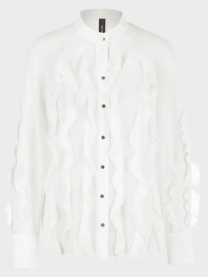 Marc Cain Collections Off White Blouse With Flounces WC 51.27 W44 COL 110