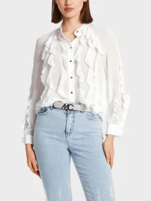 Marc Cain Collections Off White Blouse With Flounces WC 51.27 W44 COL 110