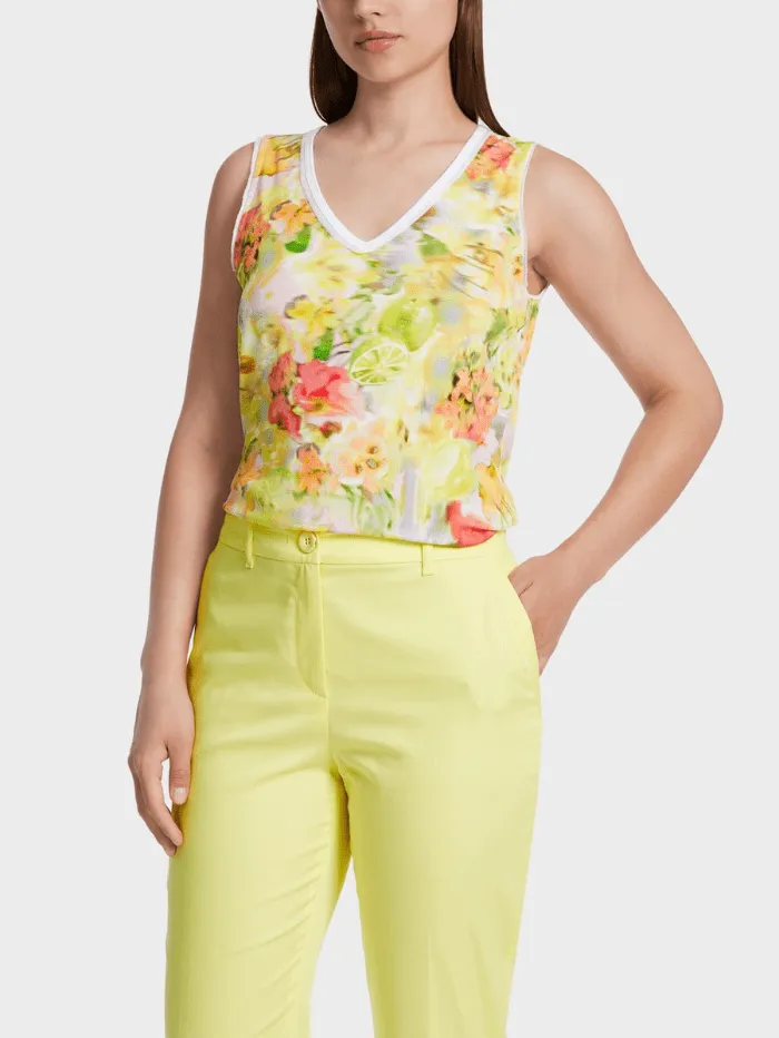 Marc Cain Collections Sleeveless Print Top In Pale Lemon WC 61.22 J24 COL 420