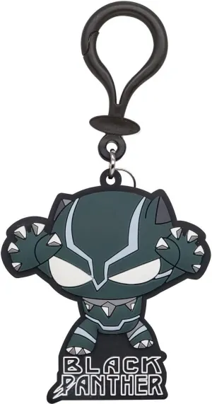 Marvel Black Panther Soft Touch PVC Bag Clip - Marvel Backpack Keychains for Boys and Girls, Cute Black Panther Keychain Accessories for Purse, Avengers Key Ring Charms for Marvel Fans - 4.5 Inch