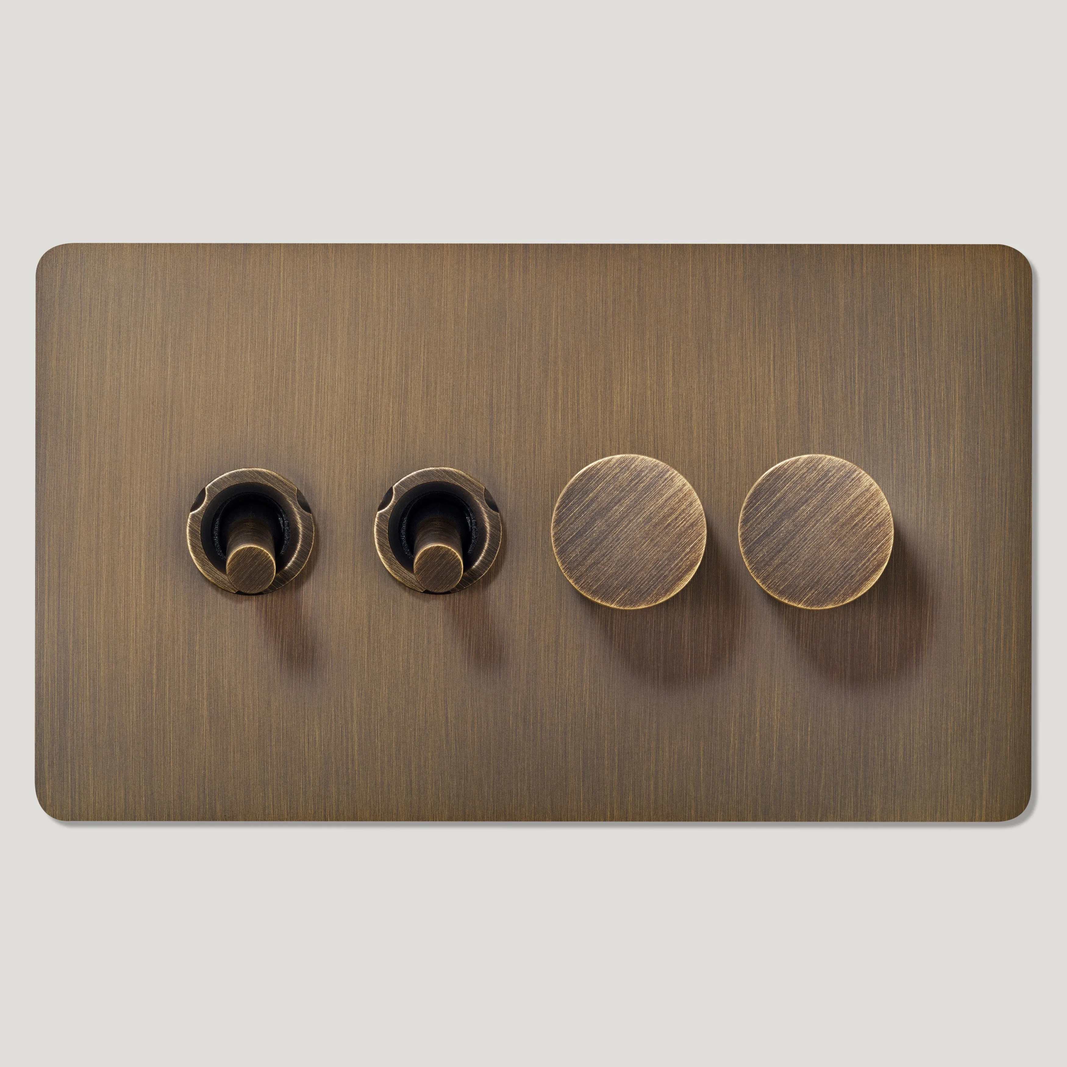 MAXWELL 4G Smooth Mixed Light Switch 2 Toggle / 2 Dimmer - Antique Brass