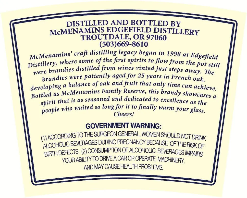 McMenamins Family Reserve 25-Year-Old Brandy (750ml)