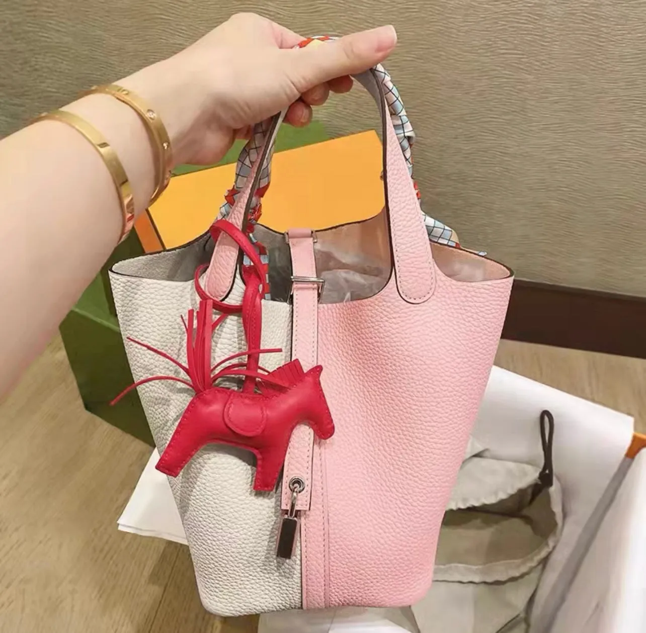 MDC Basket Bag in Caviar Leather (With Free Twilly Scarf and Horse Bag Charm)