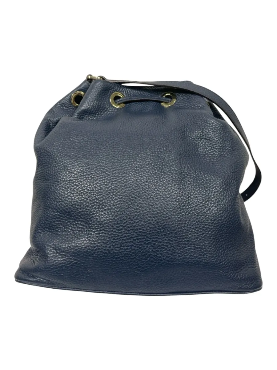 Michael Kors Blue Pebbled Leather Bucket Gold Hardware Shoulder Bag Bag