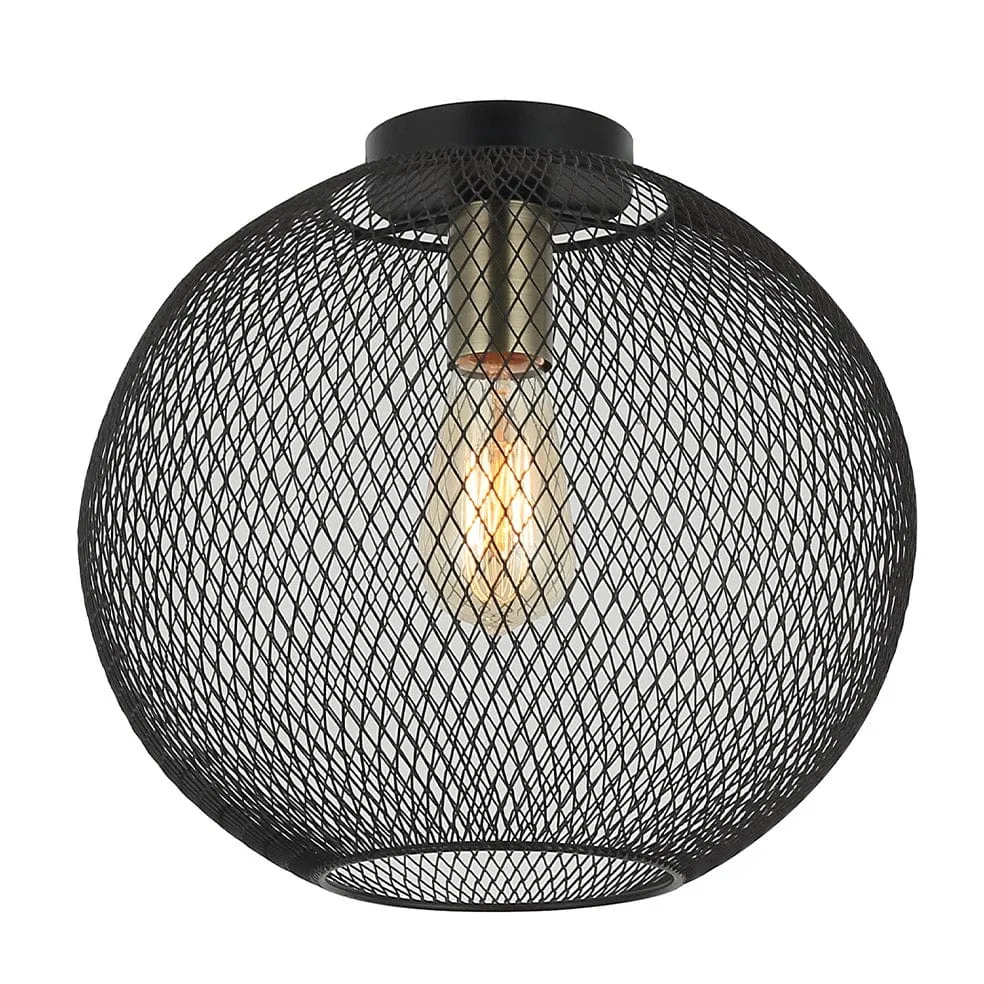 Mikasa Ceiling Light | Black and Antique Brass