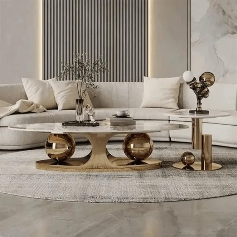 Modern and Luxurious Oval Shape Centre Table Set