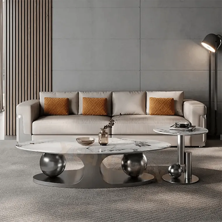 Modern and Luxurious Oval Shape Centre Table Set