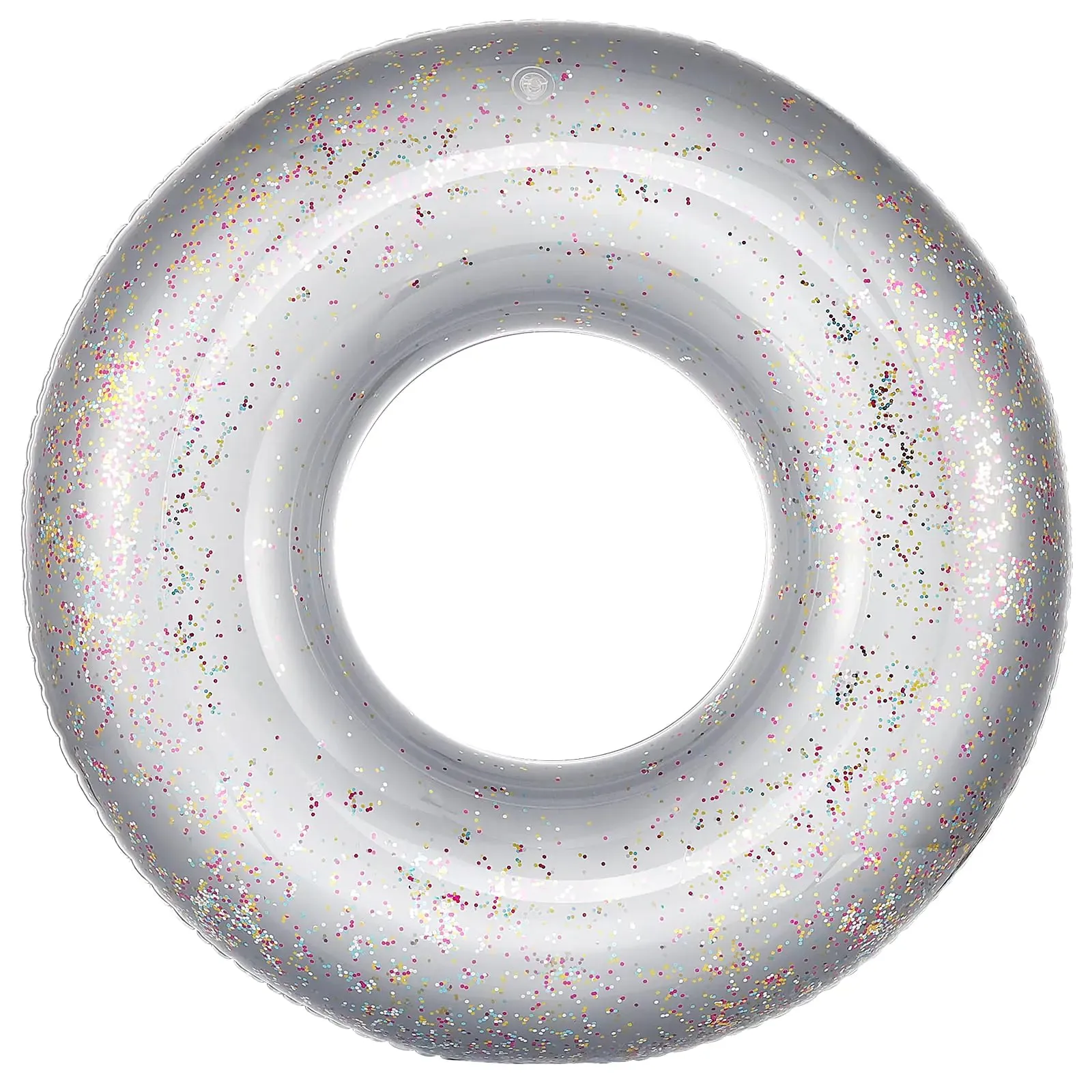 MoKo Swim Rings with Glitter 90cm Diameter Inflatable Pool Float Swimming Pool Float Tube Round Shaped Swimming Tube Water Fun Beach Pool Toys for Summer Party for Kids Adults Silver